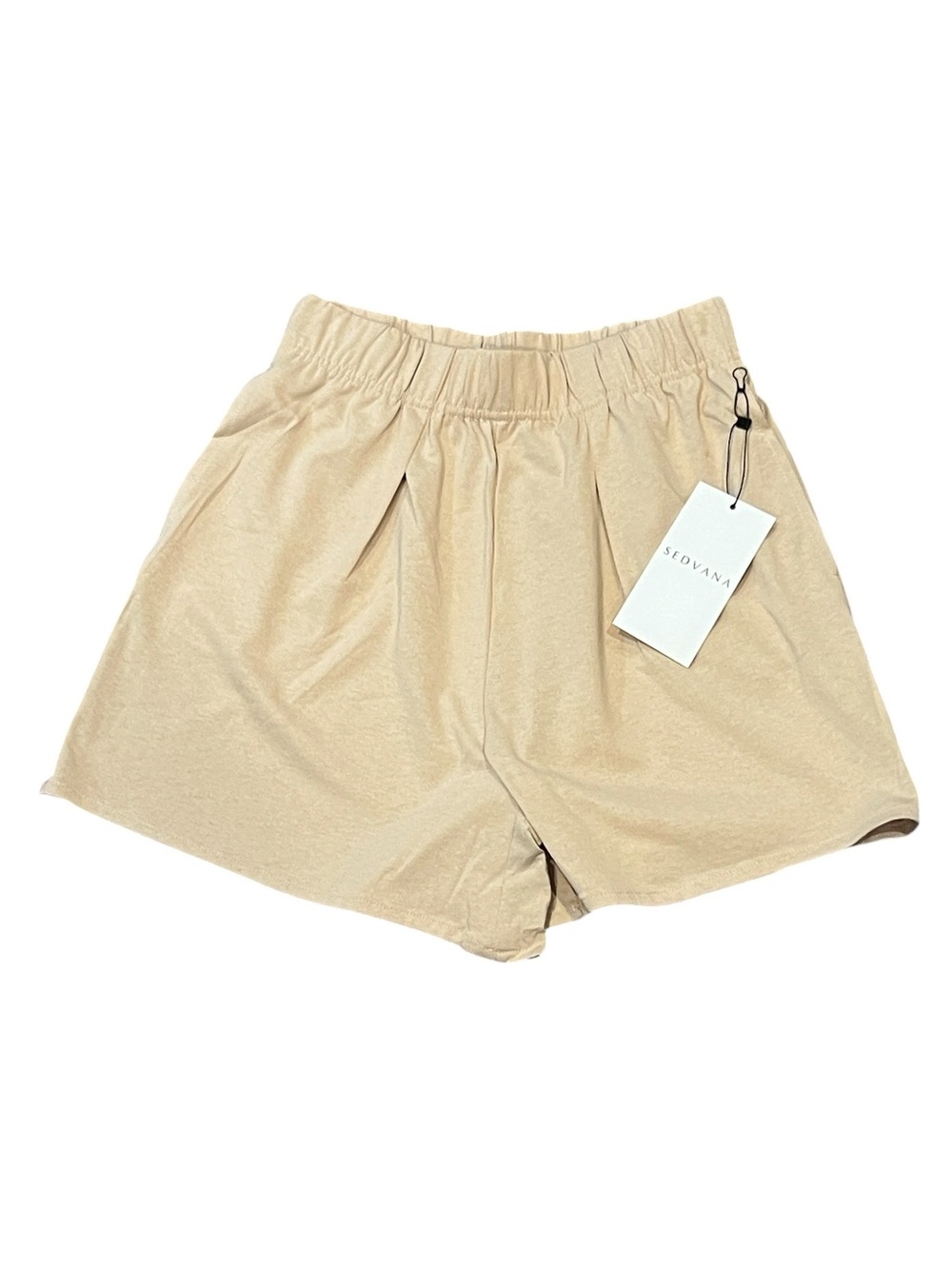 NWT Sedvana Swedish Khaki Elastic Waist Lounge Shorts Cotton & Modal Comfy Relax